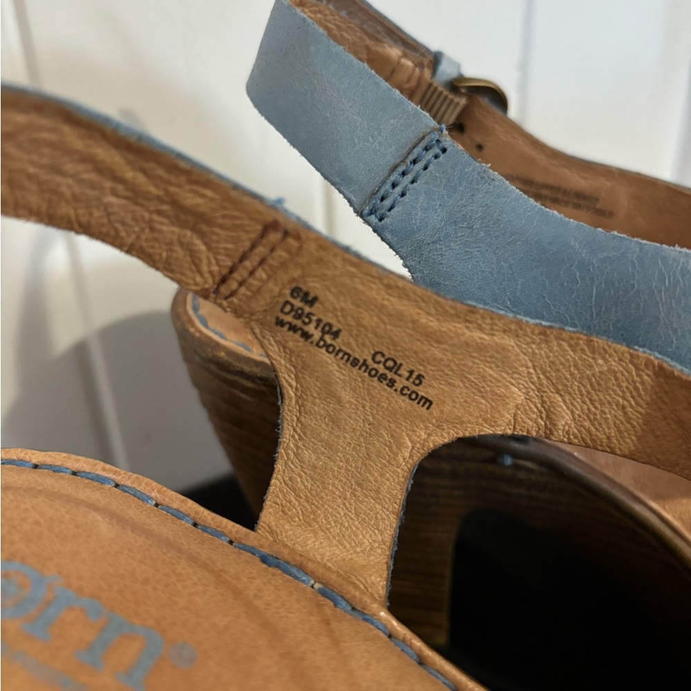 Born Pale Blue Leather Strappy Platform Sandals - Picture 6 of 6